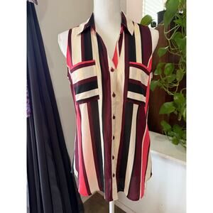 Express Portofino Sleeveless Striped Button-Front Blouse – Size Medium